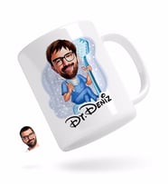 BK Gift Kişiye Özel Erkek Diş Hekimi Karikatürlü Beyaz Kupa Bardak-2