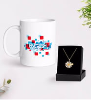 BK Gift Kişiye Özel İngilizce Öğretmeni Beyaz Kupa ve Papatya Kolye Hediye Seti-12 (Model 1)