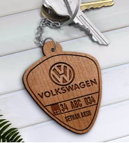BK Gift Kişiye Özel İsimli Plakalı Volkswagen Ahşap Anahtarlık-2 (Beyaz)
