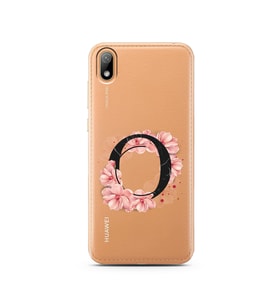 Pembe Çiçekli Harf Tasarım Süper Şeffaf Silikon Telefon Kılıfı Huawei Y5 2019 O-