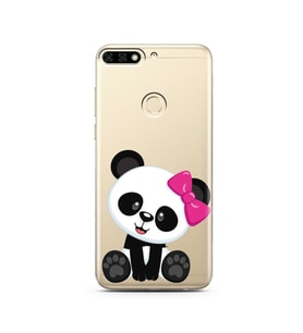 Panda Tasarımlı Süper Şeffaf Silikon Telefon Kılıfı Huawei Honor 7c-Y7 (2018)