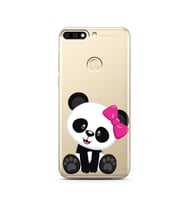 Panda Tasarımlı Süper Şeffaf Silikon Telefon Kılıfı Huawei Honor 7c-Y7 (2018)