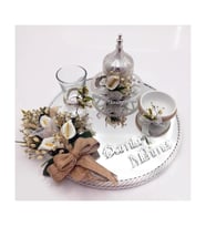 Lora Davet Damat Kahve Fincan Tepsisi (1 Adet) Beyaz - 53108