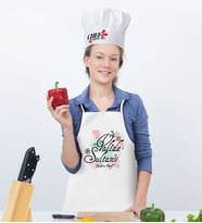 BK Gift Kişiye Özel Valide Sultan Mutfak Önlüğü ve Aşçı Şapkası Seti - 3 (Beyaz)