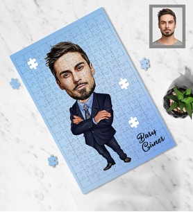 Kişiye Özel Öğretmen Karikatürlü A3 130 Parça Puzzle Bay-8