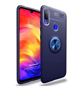 Microsonic Xiaomi Redmi Note 7 Pro Kılıf Kickstand Ring Holder Lacivert