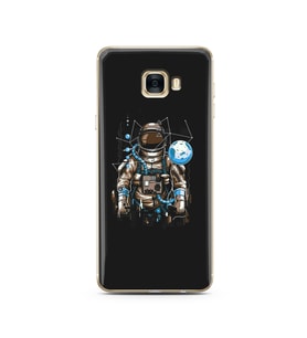 Uzay Astronot Tasarım Süper Şeffaf Silikon Telefon Kılıfı Samsung C7  
