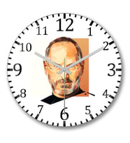 Steve Jobs Duvar Saati Bombeli Gercek Cam
