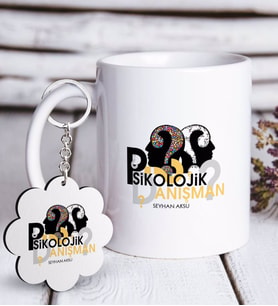 BK Gift Kişiye Özel Mesleki Psikolojik Danışman Beyaz Kupa ve Anahtarlık Hediye Seti (Model 1)