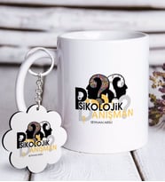 BK Gift Kişiye Özel Mesleki Psikolojik Danışman Beyaz Kupa ve Anahtarlık Hediye Seti (Model 1)