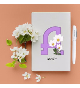 İsime Özel Hediye Harf Defter Kalem Seti - 25 (Beyaz)