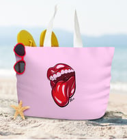 BK Gift Kişiye Özel Pudra Pembe Fermuarlı Plaj Çantası  11