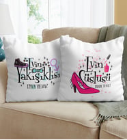 BK Gift Kişiye Özel İkili Evin Süslüsü Ve Yakışıklısı Yastık 1