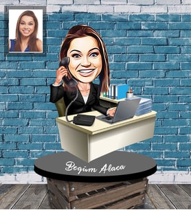 Kişiye Özel Patron Karikatürlü Ahşap Biblo Bayan-17