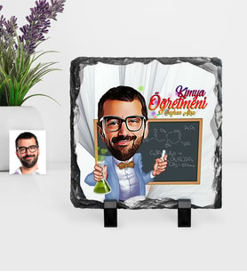 BK Gift Kişiye Özel Bay Kimya Öğretmeni Karikatürlü Dekoratif Doğal Taş  1
