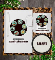 Kişiye Özel Veteriner Tasarım Defter Kalem Kupa Ve Bardak Altlığı Hediye Seti 81442