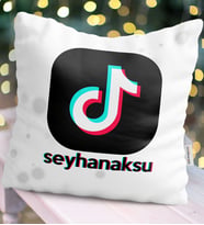 BK Gift Kişiye Özel TikTok Yastık - 3 (Beyaz)