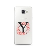 Pembe Çiçekli Harf Tasarım Süper Şeffaf Silikon Telefon Kılıfı Samsung A5 (2016)