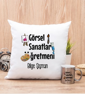 Görsel Sanatlar Öğretmeni Yastık ve Silver Kupa Bardak