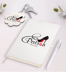 BK Gift Kişiye Özel Patron Beyaz Defter Kalem ve Anahtarlık Hediye Seti-1 (Model 1)