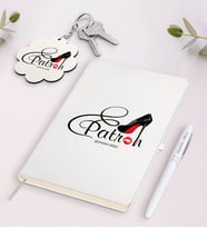 BK Gift Kişiye Özel Patron Beyaz Defter Kalem ve Anahtarlık Hediye Seti-1 (Model 1)