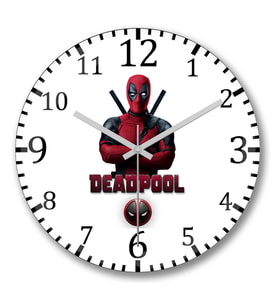 Marvel Deadpool Duvar Saati Bombeli Gercek Cam