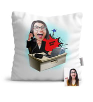BK Gift Kişiye Özel Bayan Ceo Karikatür  Yastık  1