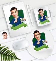 BK Gift Kişiye Özel Bay Öğretmen Karikatürlü Defter Kalem Kupa Mouse Pad Seti-6 (Model 1)