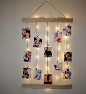 Kişiye Özel Led Işıklı 12 Fotoğraflı Ham Fotoğraf Askısı