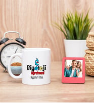 Biyoloji Öğretmeni Beyaz Kupa Bardak ve Kırmızı Mini Fotoğraf Çerçevesi