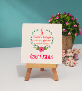 8 Mart Dünya Kadınlar Günü Tasarımlı Hediye Kadınlar Günü Dekoratif Taş Baskı 