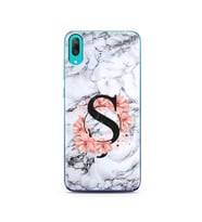 Mermer Çiçekli Harf Tasarım Süper Şeffaf Silikon Telefon Kılıfı Huawei Y7 Pro 20