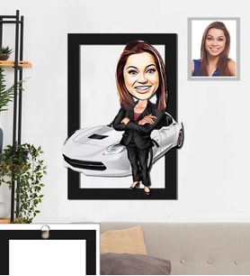Kişiye Özel Patron Karikatürlü 3D Ahşap Tablo 30x47 Bayan-10