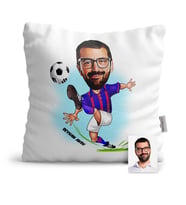 BK Gift Kişiye Özel Futbolcu Bordo Mavi Karikatür  Yastık  1