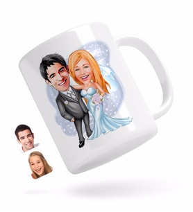 BK Gift Kişiye Özel Evleniyoruz Karikatürlü Beyaz Kupa Bardak-5