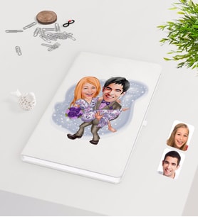 BK Gift Kişiye Özel Sevgililer Karikatürlü Beyaz Defter-56