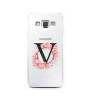 Pembe Çiçekli Harf Tasarım Süper Şeffaf Silikon Telefon Kılıfı Samsung A3 (2015)