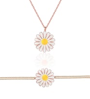 Papatya Silver 925 Ayar Rose Altın Mineli Gümüş Papatya Kolye Bileklik Set