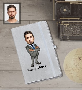 Kişiye Özel Öğretmen Karikatürlü Gri Defter Bay-6