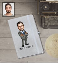 Kişiye Özel Öğretmen Karikatürlü Gri Defter Bay-6