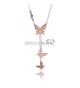 Söğütlü Silver Uçuşan kelebekler kolyesi