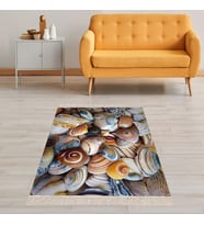 Deniz Kabukları Desenli Dijital Baskı Yıkanabilir Kaymaz Taban Modern Salon Halı ve Yolluk (Karışık)