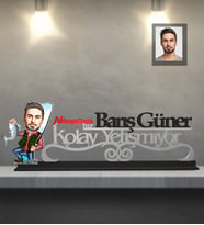 Kişiye Özel Balıkçı Karikatürlü Kolay Yetişmiyor Ahşap Biblo Bay-1