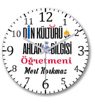 İsme Ve Kişiye Özel Din Kültürü Öğretmeni Bombeli Duvar Saati