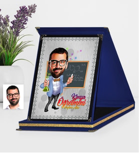 BK Gift Kişiye Özel Bay Kimya Öğretmeni Karikatürlü Lacivert Plaket  1