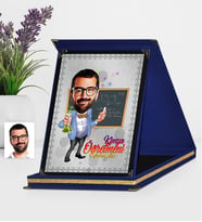 BK Gift Kişiye Özel Bay Kimya Öğretmeni Karikatürlü Lacivert Plaket  1