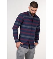 ECER SLİMFİT ÇİZGİLİ GÖMLEK (Bordo)