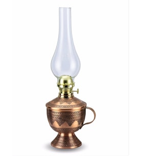 Zımbalı Eskitme Bakır Gaz Lambası