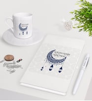 BK Gift Kişiye Özel Kur'an-ı Kerim Öğretmeni Beyaz Defter Kalem Türk Kahvesi Fincanı Seti (Model 1)