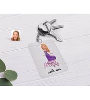 BK Gift Kişiye Özel Pamuk Prenses Karikatürlü Şeffaf Pleksi Anahtarlık-1 (Beyaz)